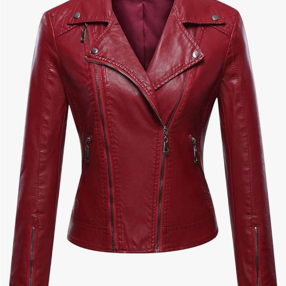 Women's Red Leather Jacket